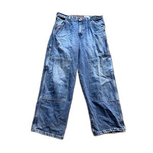VINTAGE JNCO JEANS 34X30 USA 90S RARE FASHION PANTS WIDE LEG DOUBLE KNEE